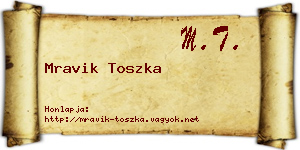 Mravik Toszka névjegykártya